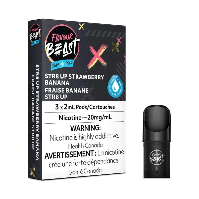 Flavour Beast Flow Pods - Str8 Up Strawberry Banana (Compatible With STLTH)