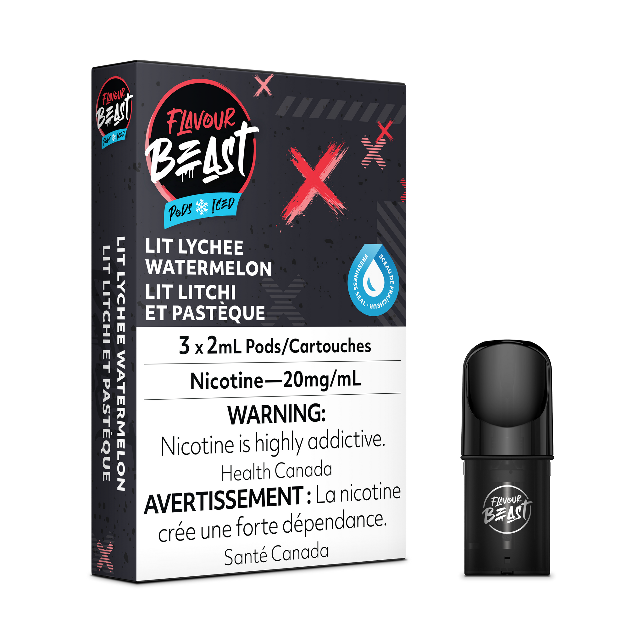 Flavour Beast Flow Pods - Lit Lychee Watermelon Iced (Compatible With STLTH)